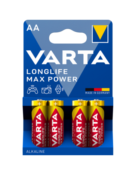 VARTA-Pila alcalina LongLife Max Power LR6 AA (blíster 4 pilas)