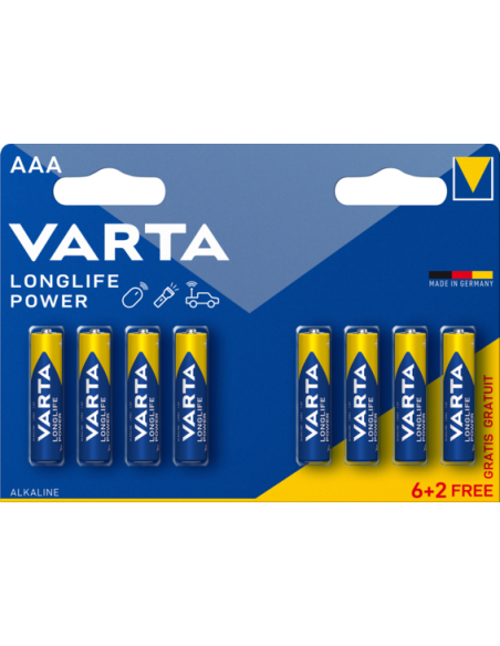 VARTA-Pila alcalina LongLife Power LR03 AAA (blíster 8 pilas)