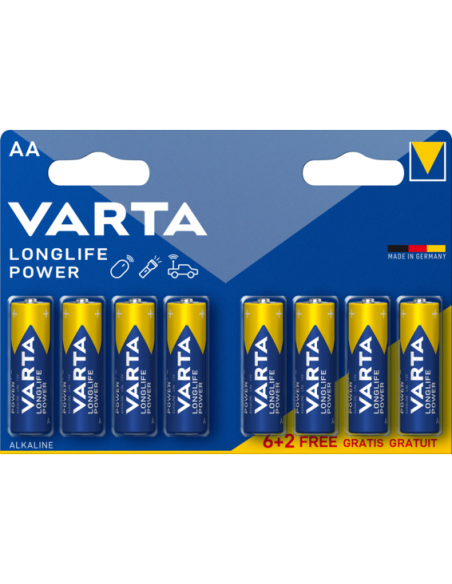 VARTA-Pila alcalina LongLife Power LR6 AA (blíster 8 pilas)
