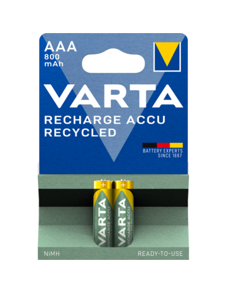 VARTA-Pila recargable Recycled AAA 800mAh Ready To Use (blíster 2 pilas)