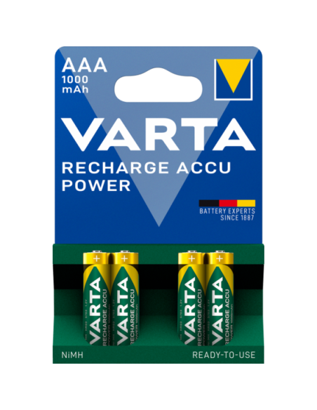 VARTA-Pila recargable AAA 1000mAh Ready To Use (blíster 4 pilas)
