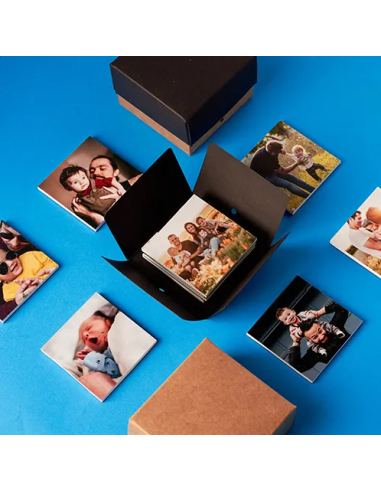 CAJA CUADRADA CON TAPA (Negro/Kraft)