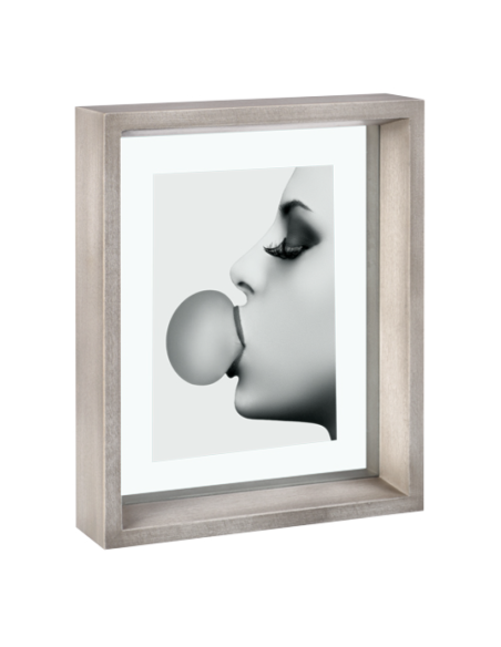Portafotos MASCAGNI Legni 13x18cm Madera maciza doble cristal - Gris taupe (J)