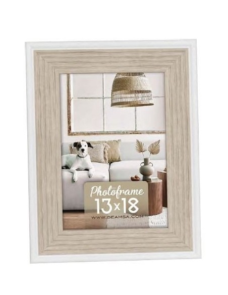 Portafotos madera 15x20 natural/blanco