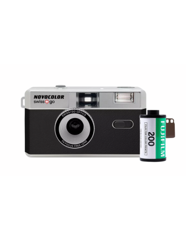 KIT Camara Analogica WPS Novocolor 35mm Reusable con Carrete Fujifilm - Negro