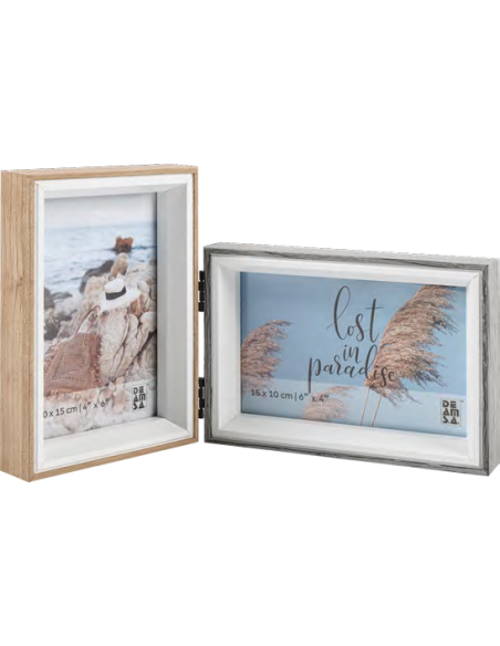 Portafotos Madera 2 fotos 10x15cm - Marron y Gris