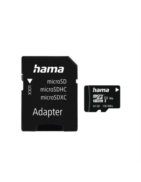 Tarjeta Hama Micro SDHC 64GB Clase 10 UHS-I 100MB/s + adaptador/movil